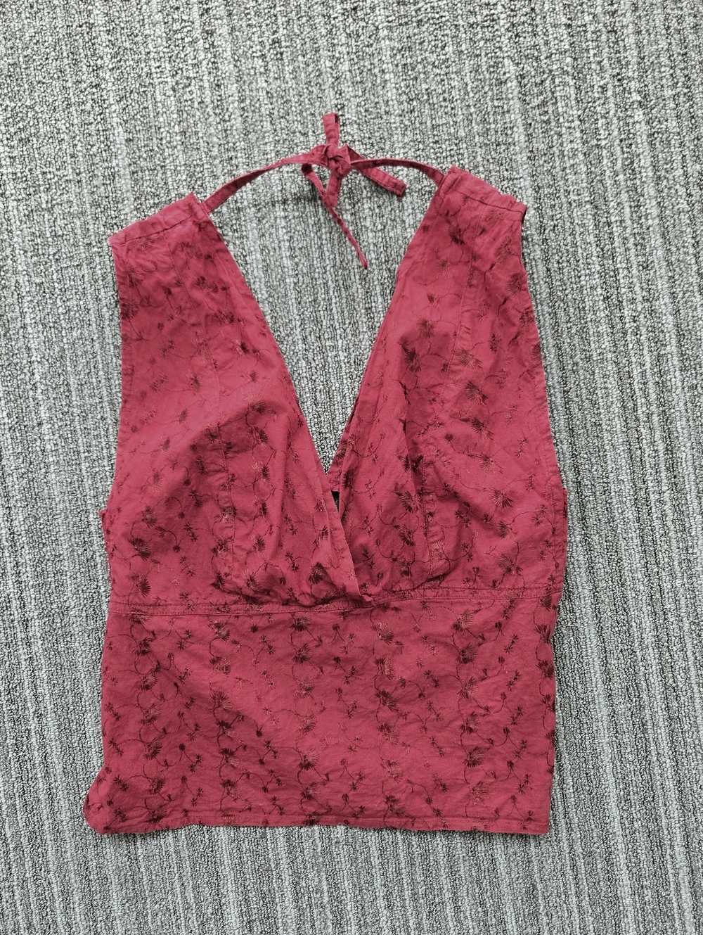 Vintage 90s Y2k Tie Back Embroidered Crop  Top